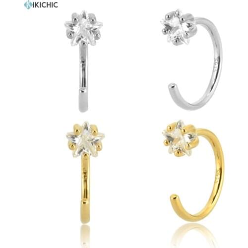 Kikichicc 925 Sterling Silver Thread Ear Pin Piercing Cuff Earring Star Zircon Luxury Women Pendiente Ohrringe Jewelry Gift