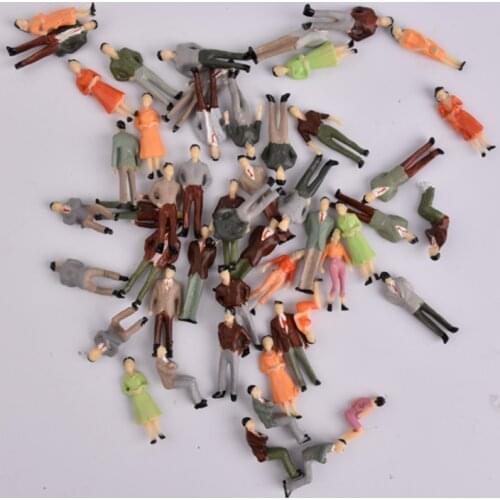 50pcs 1:50 O Scale Model People Figures Passenegers Train Scenery Mixed Different Color Pose