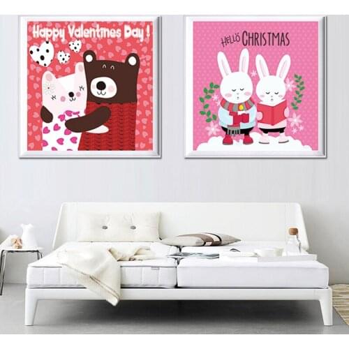 Cartoon AnimalsFestival Canvas Art Print Painting Poster Wall Picture for Home Decoration Kids Room Wall Decor Frame Not Include