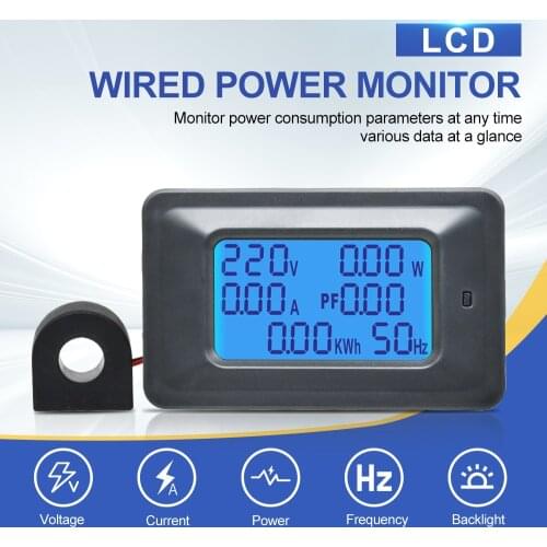 AC 80V-250V100A 20A LCD Display Digital Current Voltmeter Ammeter Wattmeter Power Supply Energy Multimeter Tester Meter Monitor