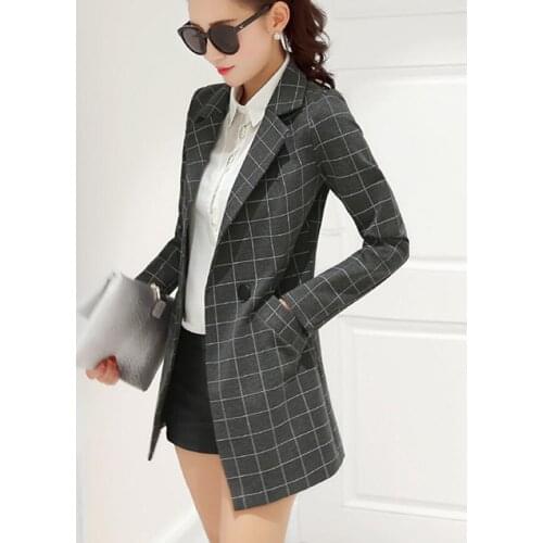 New long-sleeved ladies plaid jacket 2019 new personality Slim youth small suit windbreaker womens clothing coat women 3XL