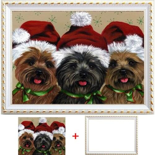 Framed Diamond Painting New Arrival Dog Cross Stitch Diamond Embroidery Christmas Animal Handmade Gift Home Decorations