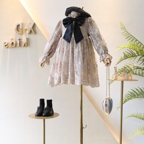 2 3 4 5 6 Years Toddler Girls Dress Spring New Arrival Korean Lace Long Sleeve Princess Dress Kids Clothing Children Dress 2020