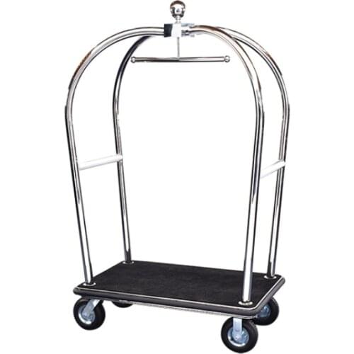 Polished finish stainless steel construction concierge birdcage trolley luggage cart,luggage cart trolley hotel