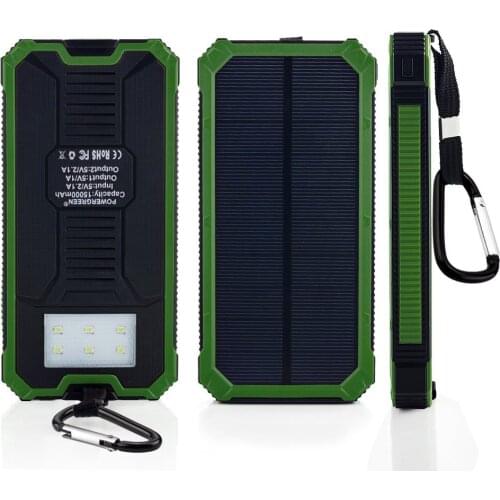 PowerGreen Portable Solar Power Bank 15000mAh LED Light Handy Charger Mini Solar Panel for Mobile Phone