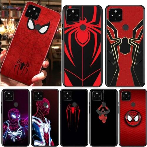 Marvel Spiderman logo Shockproof Cover for Google Pixel 5 4 4A XL 5G Black Phone Case Shell Soft Fundas Coque Capa