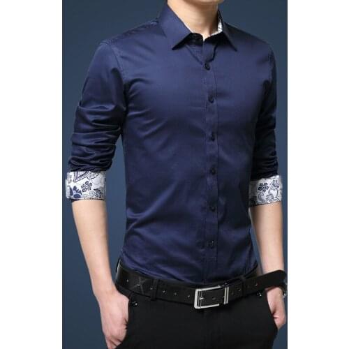 Male Social Shirt Long Sleeve Shirts Men Autumn New Fashion High Quality Solid Shirt Non Iron Slim Fit Business Mens Clothing
