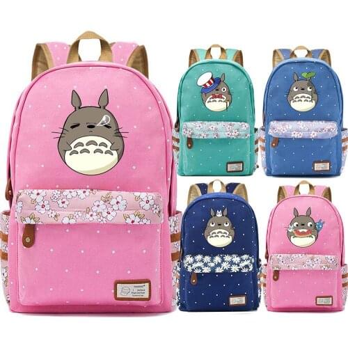 My Neighbor Totoro Bag Backpack Flower Point Floral Bag School Teenagers Student Book Travel Laptop Girl Boys Mochila