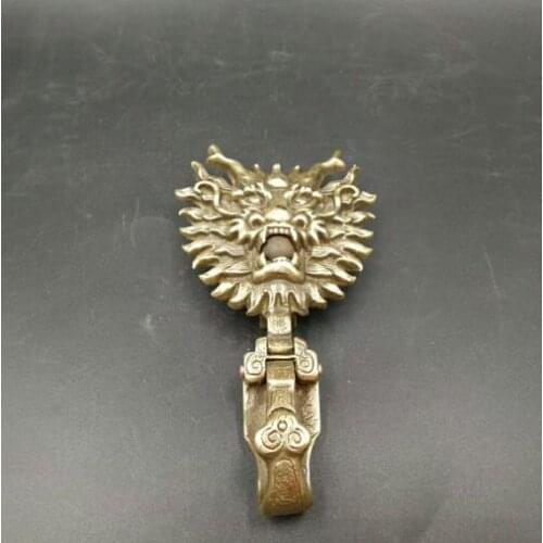 Collectable Chinese Brass Carved Animal Lion Exquisite Small Pendant Statues