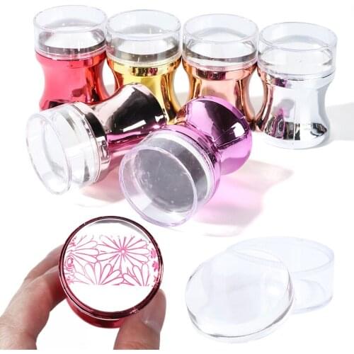 Silicone Nail Stamper Scraper Set Metallic Handle Nail Art Stamp Stamping Polish Print Manicure Image Plate Tool
