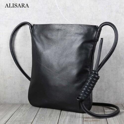 Alisara Crossbody Bag Male First Layer Cow Leather Top End Luxury Men Fashion Messenger Shoulder Handbag Lovers Casual Satchel