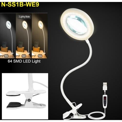 Toolour 3X/5X LED Magnifier Lamp Reading Welding Rework Large Lens Magnifying Glass Table Clamp Desk Lighting Illumination Tool