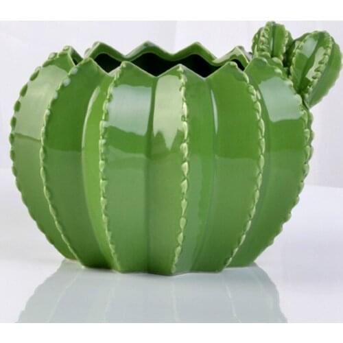 Creative Ceramic Cactus Pots Indoor Decorative Plant Pot Garden Succulent Small Flowerpot Home Balcony Green Clay Maceteros