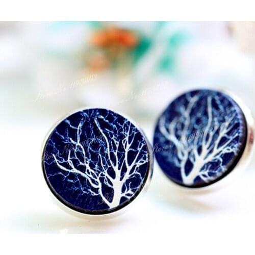Unique 3D Tree Embossed 16mm Round Coloured Drawing pattern Laser Cut wood Cabochon DIY for Rings, Earring,Brooch,Necklace
