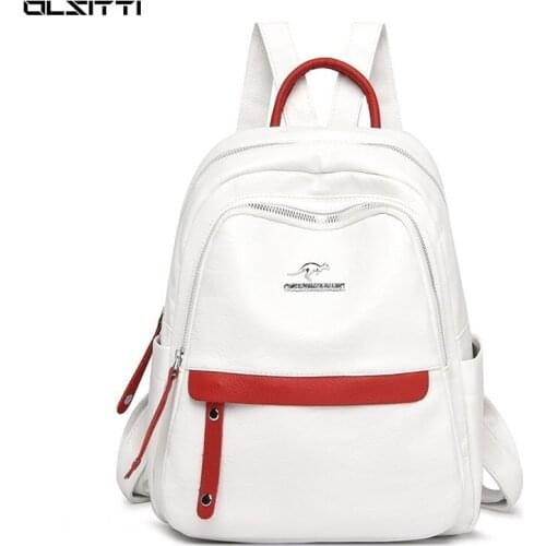 High Quality Solid Color Pu Waterproof Leather Casual Backpacks for Women 2021 Luxury Womens Bag Designer Zipper Backpack