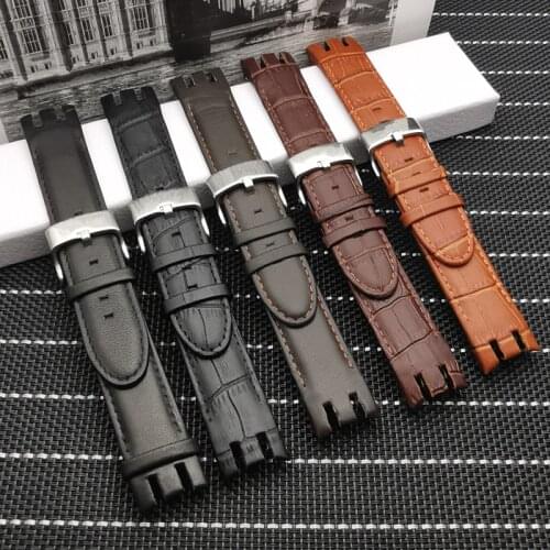 Top quality 21mm Genuine Leather Watch strap Pin buckle Bracelets for Swatch strap YRS403 401 402G 412 413 418 Watch band
