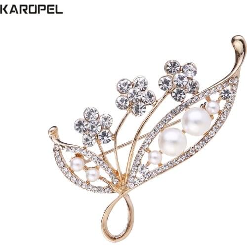 Karopel 2019 Korean pearl rhinestone brooch alloy diamond brooch womens clothing pin