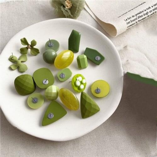 GorGor Stud Earrings Women Alloy Originality Statement Minimalist Avocado Color Refreshing Creative Fashion Jewelry EZ-919