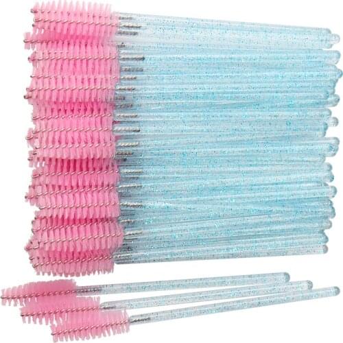 1000 Pcs Mascara Wands Disposable Eyelash Extension Tool Eye Lash Brushes Makeup Applicator Kit Crystal Blue/Pink