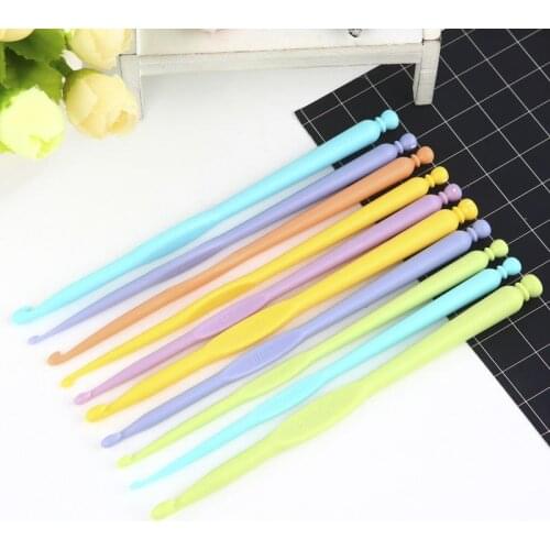 12Pcs Plastic Crochet Hooks Kit Knitting Needles Colorful Stitches Craft Crochet Set DIY Weave Tools Home Sewing Supplies
