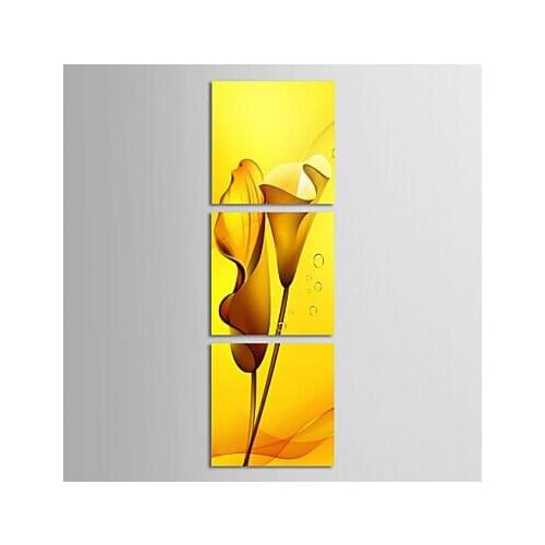3 piece Large Hand Painted Canvas Art Floral Yellow Lilies Modern Wall Pictures for Living Room Wall ArtsPoster for Wall Decor