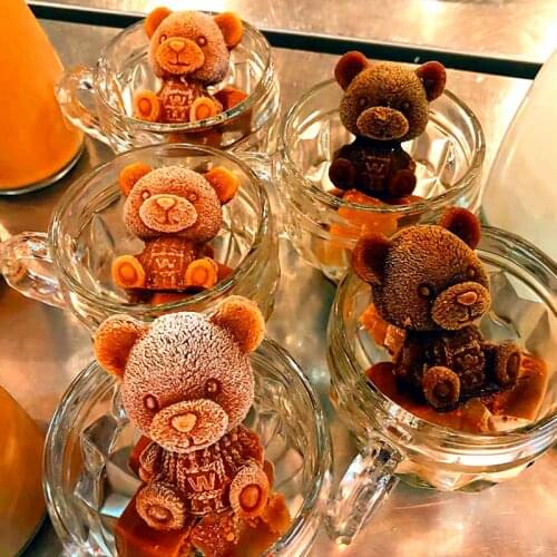 3D Ice Cube Maker Little Bear DogShape Chocolate Mould Tray Ice Cream DIY Tool Whiskey Wine Cocktail Ice Cube Silicone Mold