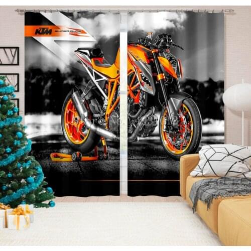 3D Printing Cool Motorcycle Racing Pattern Adult Bedroom Living Room Shade Custom Curtain Set Bedroom With Hook Accessories