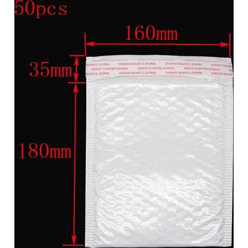 50pcs White Ultra-thin Bubble Bag (16 * 18cm + 3.5cm) Waterproof and Shockproof Pearl Film Envelope Business Office Stationery