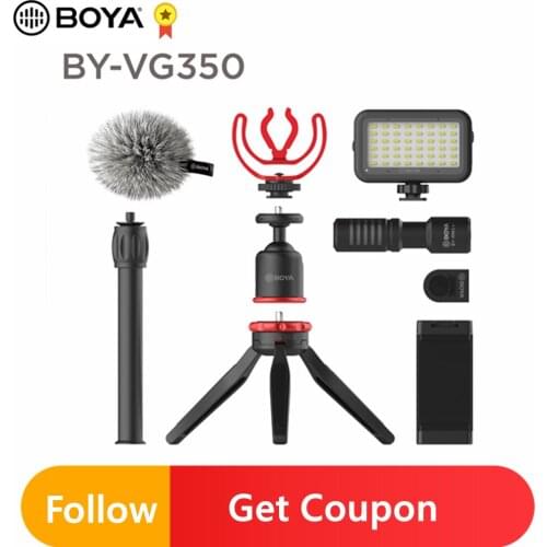 BOYA BY-VG350 BY-VG330 Video Microphone With LED Light Tripod Phone Clip Holder Kit for DSLR Camera Smartphone Vlog Live Show