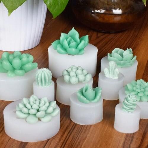 Succulent Plants Silicone Mold Flower Decorative Plaster Artwork Crafts 3D Aromatherapy Creative DIY Handmade Gypsum Mould Form
