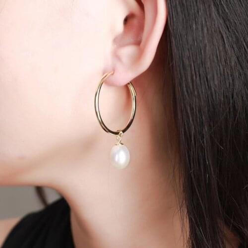 Elegant Fresh Water Pearls Earrings Sterling 925 Silver for Women Engagement Wedding Party Gifts Jewelry