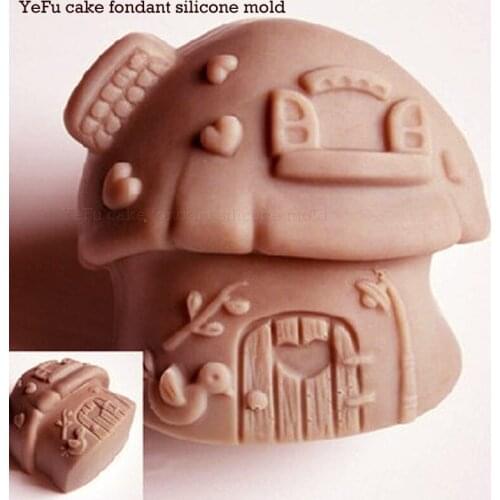 DIY Mushroom bird house Fondant chocolate silicone mold Candle Moulds handmade soap molds Cookware Dining Bar Non-Stick F0938