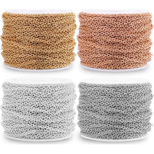 2m Stainless Steel Cable Rose Gold Chain Silver Chains Necklace for Diy Jewelry Making Supplies Bulk Items Wholesale Lots Rope