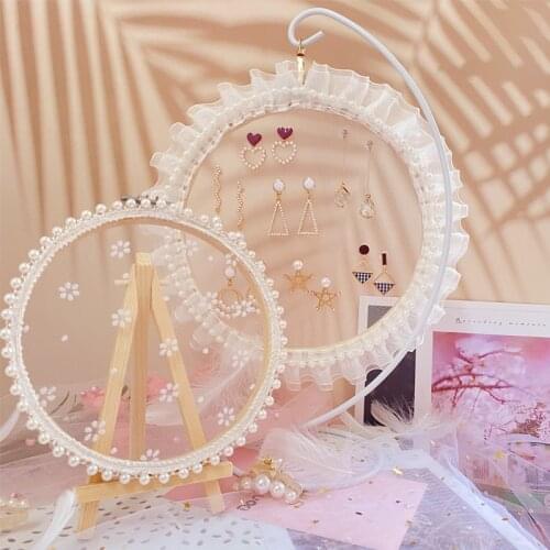 Creative lace jewelry storage rack earring Insert display stand lady Earrings storage bathroom vanity tops Organizer girl gifts