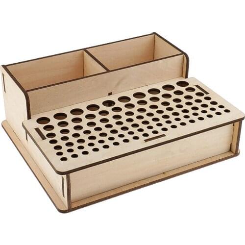 LMDZ 1Pcs Wooden Leathercraft Tools Rack Stand Leather Craft Stamping Punching Tools Holder Organizer Storage Box for Tools