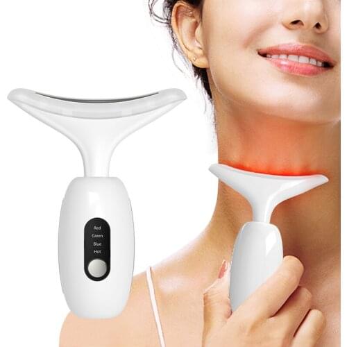 Neck Massager 3 Colors Led Facial eye Lifting Wrinkle Removal Photon Therapy Skin Tighten Reduce Double Chin Beauty Care Device