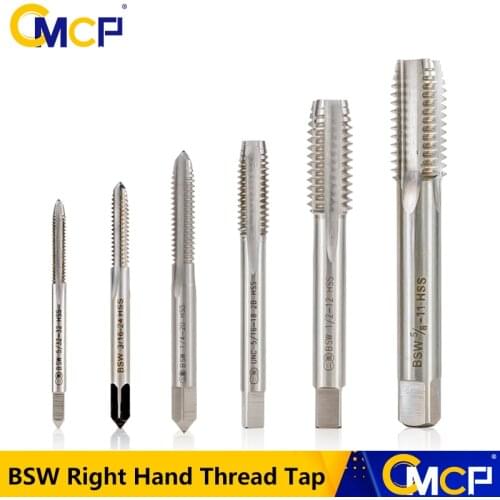 CMCP 1pc BSW Right Hand Thread Tap 5/32-32 3/16-24 1/4-20 5/16-18 1/2-12 5/8-11 HSS Screw Tap Drill Bit For Metal/Wood Plug Tap