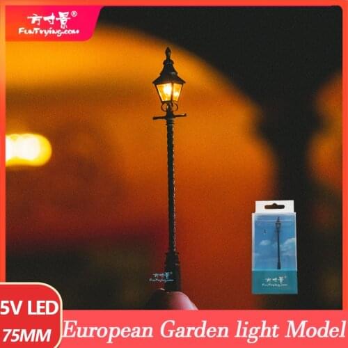 HO Scale garden light Model European style Lamppost LED 5V Park Lanterns Street Lamp Classic Goose Neck Lamp Post Railway Layout