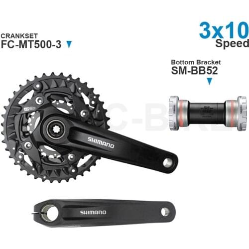 SHIMANO 3x10-speed CRANKSET Groupset include FC-MT500-3 CRANKSET 170mm arm 40-30-22T and SM-BB52 Bottom Bracket original parts