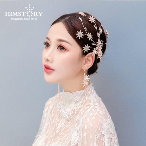 Rose Gold Vintage Crystal Star Tiara Headband Hairpins Rhinestone Bridal Hairband Women Wedding Hair Jewelry Accessories