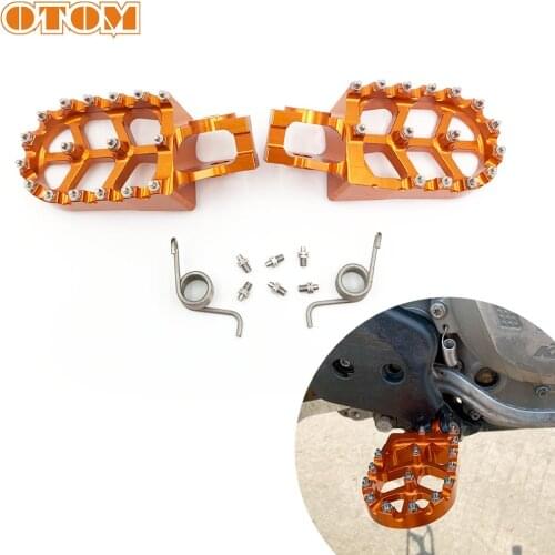OTOM CNC Wide Foot Pegs Pedal Rests Motorcycle Footpegs Footrest With Spring Shaft Pin For KTM SX SXF EXC XC XCF 125 250 300 450