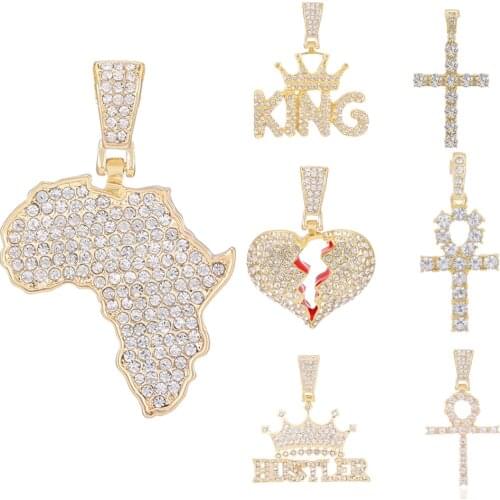 Men Women Hip Hop Cross Pendant Necklace with 4mm rope Chain Iced out Bling Necklaces HipHop Jewelry Fashion Gift