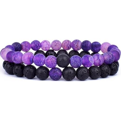 Valentines Day Matching Bracelets Lover Tiger Eye Lava Natural Sone Bracelet Sets Couple Relationship Evidence Of Love Milacan