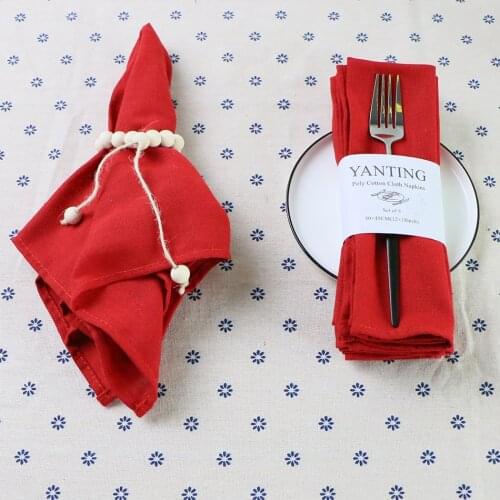 45X45CM Durable Cloth Napkins with Hemmed Edges Polyester Blend Fabric Reusable For Kitchen Table Dining Wedding Decoration