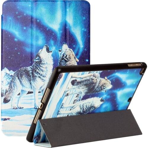 Snow Wolf Silk PU Leather Shockproof Shell Stand Smart Cover Case for iPad 9.7"inch 2018/2017 6th / 5th/iPad Air 2 / iPad Air 1