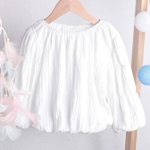 Pudcoco Toddler Baby Girl Clothes Solid Color Long Bishop Sleeve Ruffle Tops Casual Cotton Clothes