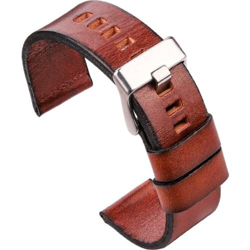 Double-sided Genuine Leather Watch Band Strap Women Men 22mm 24mm 26mm Cowhide Watchband Belt Black Red Yellow Brown Bracelet