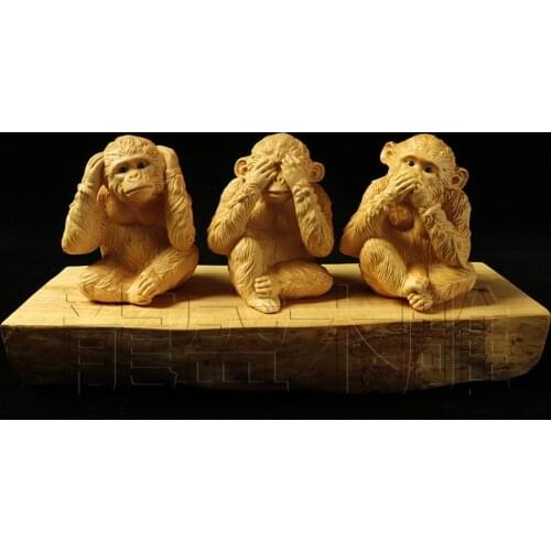 Boxwood woodcarving home animal ornaments hand-carved monkey orangutan crafts