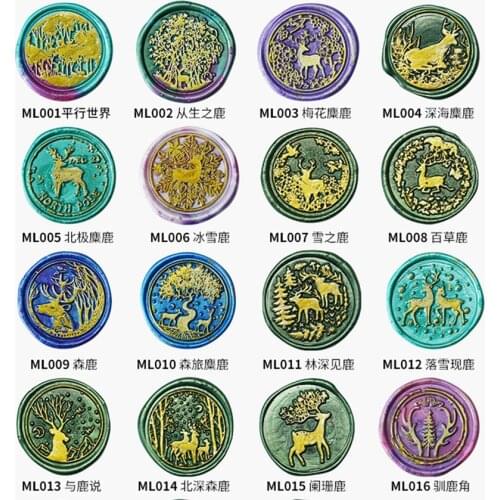Christmas pattern wax seal stamp deer tree bell stamp metal wooden handle DIY envelope paper card tool