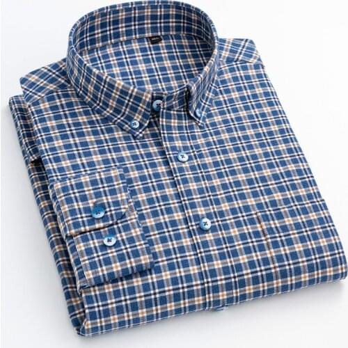 Longsleeve Shirt for Men Pure Cotton High-quality Casual Plaid Shirt Mens Clothing Slim Fit Shirt Men clothing Button Up Shirt